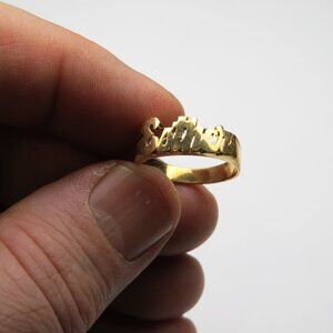 14k Gold Name Ring ESTHER Hand Made